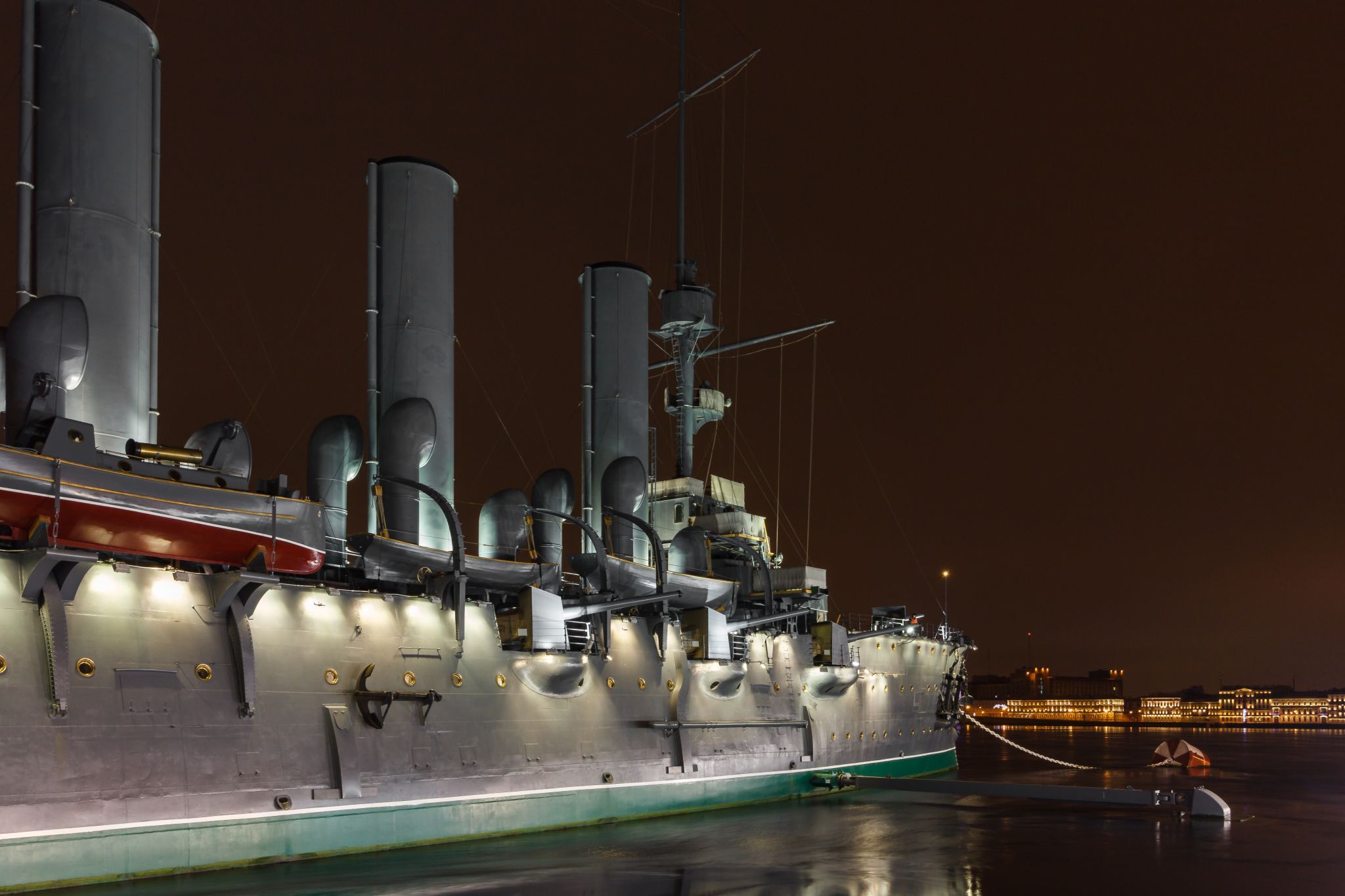 Cruiser Aurora on the Neva River in St. Petersburg, Russia, Russian Federation