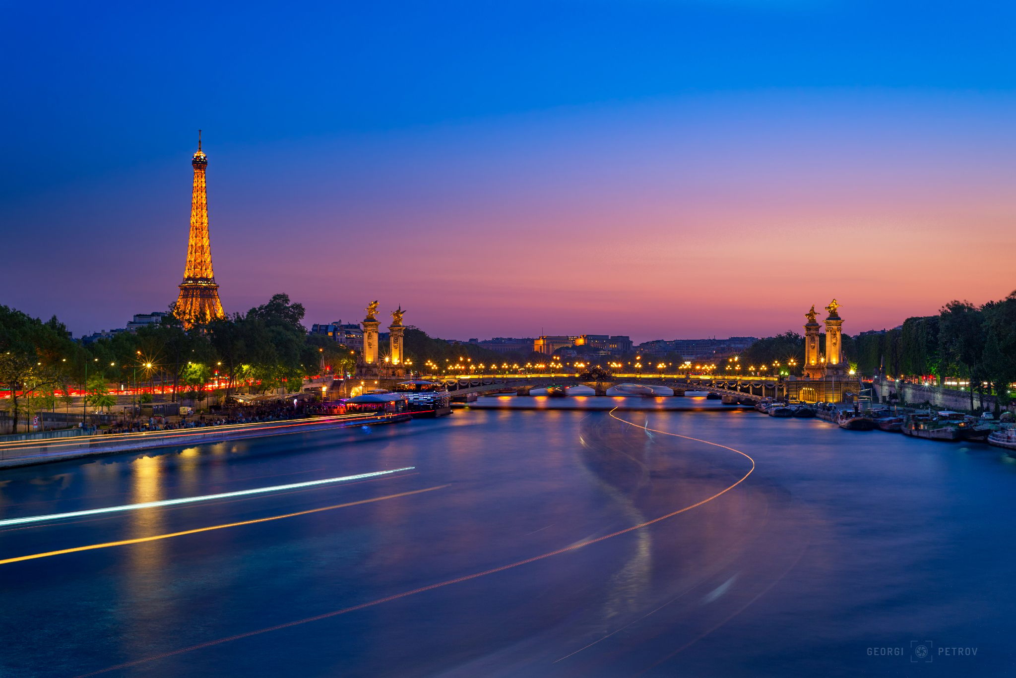 Eiffel Tower & Pont Alexandre III from Pont de la Concorde, France