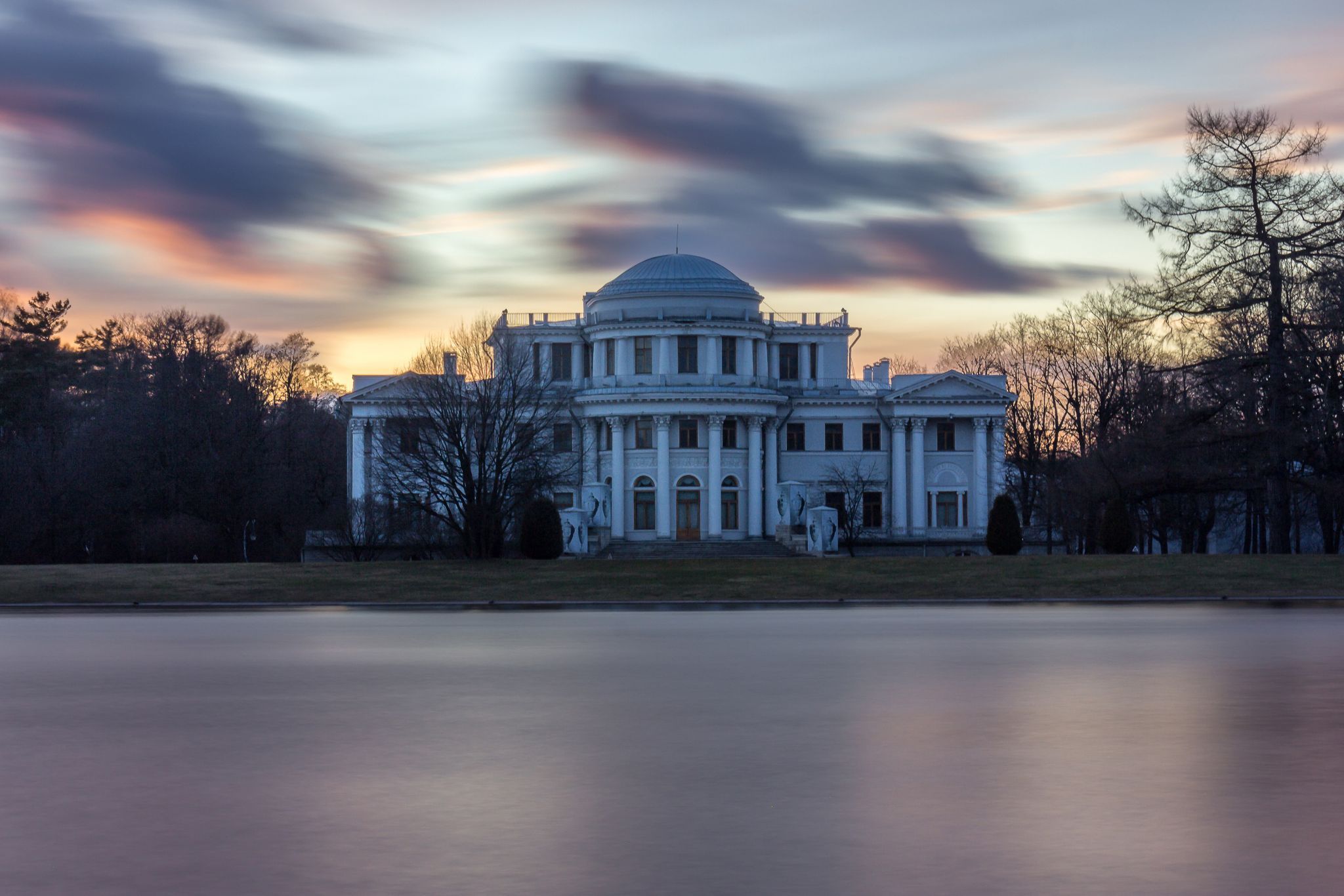 Elagin Palace in St. Petersburg at the Neva River Delta, Russian Federation