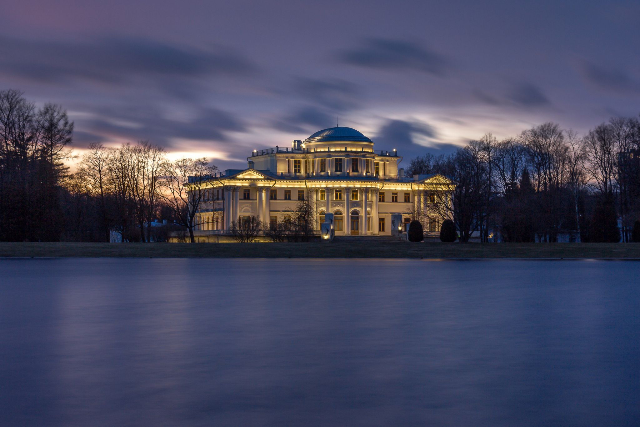 Elagin Palace in St. Petersburg at the Neva River Delta, Russian Federation