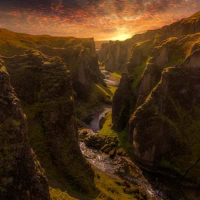 Sunset at Fjaðrárgljúfur-Canyon, Iceland