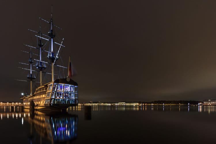 Flying Dutchman on the Neva River in St. Petersburg, Russia