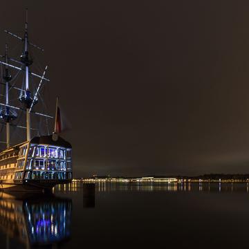 Flying Dutchman on the Neva River in St. Petersburg, Russia, Russian Federation