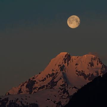 Grand Chavalard mountain with supermoon, Switzerland