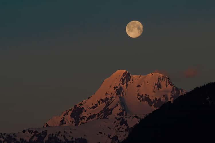 Grand Chavalard mountain with supermoon