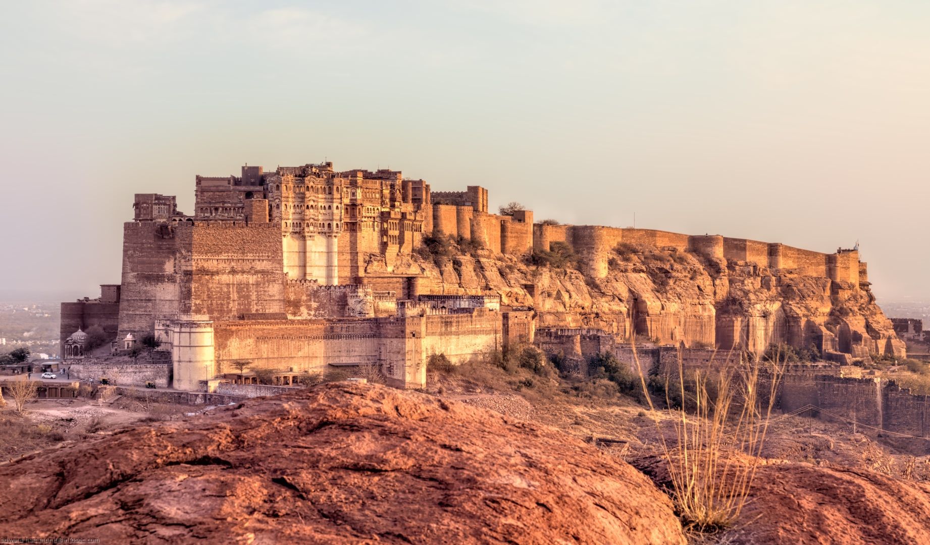 Mehrangarh Fort from Rao Jodha Desert Rock Park, Jodhpur, India