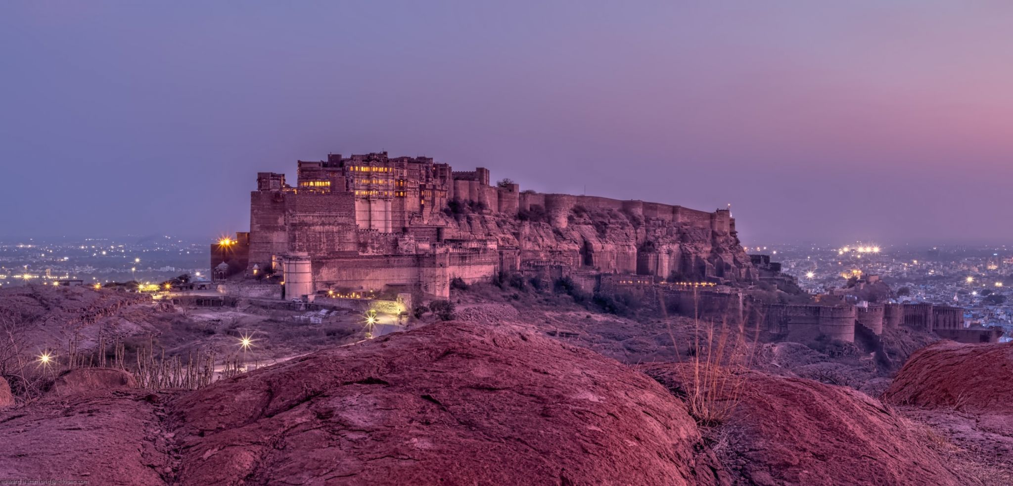 Mehrangarh Fort from Rao Jodha Desert Rock Park, Jodhpur, India