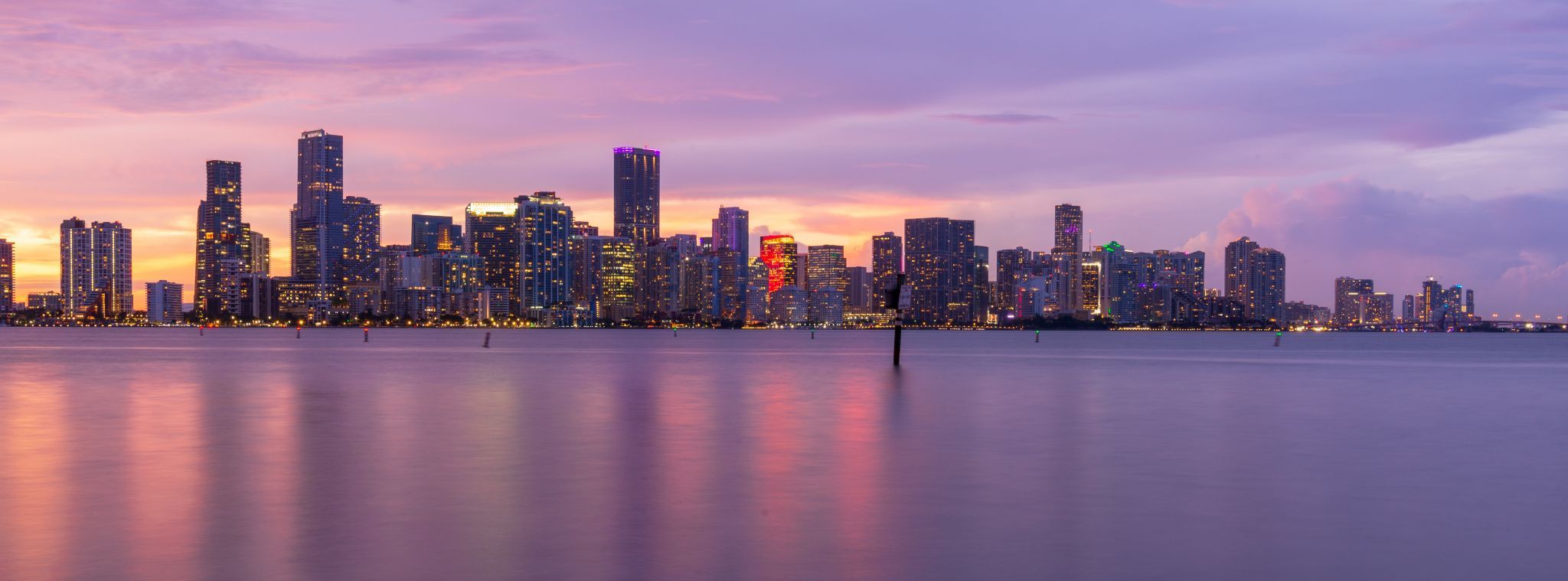 Miami Cityscape from Hobie Island Beach Park, USA