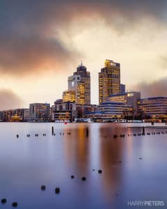 Skyline of Amstel river, Amsterdam