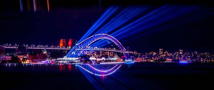Sydney Harbour Bridge reflections Vivid Festival