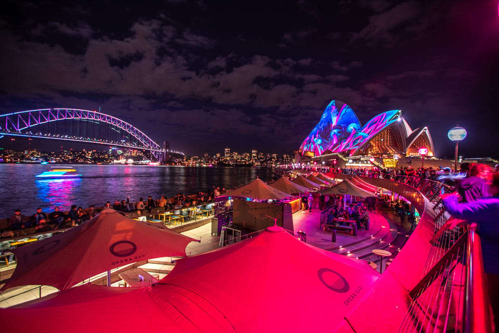 Sydney Opera House & Harbour Bridge during Vivid Festival, Australia