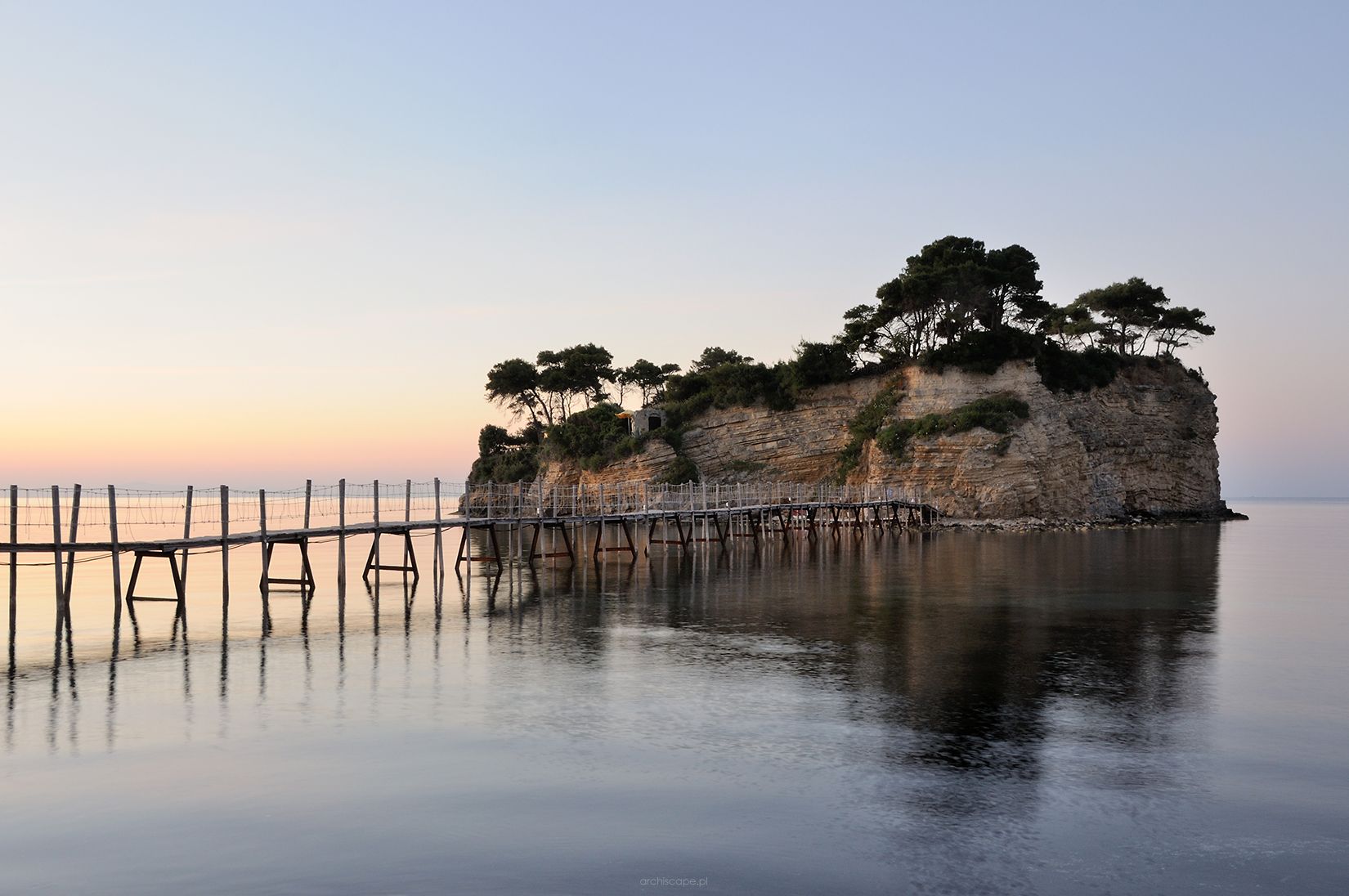 The bridge to Cameo Island at Agios Sostis, Zakynthos, Greece