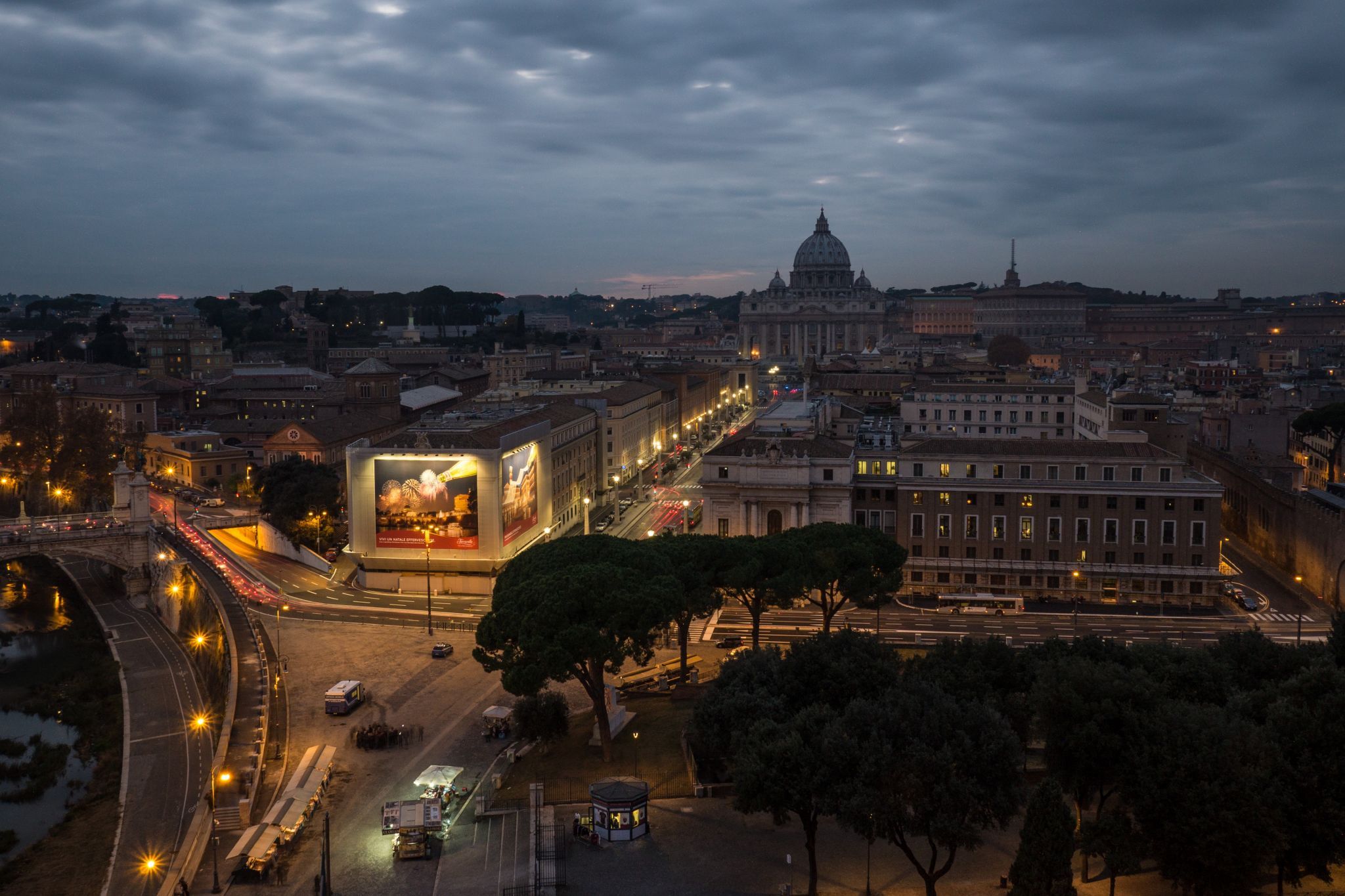 View from Castel Sant-Angelo to Basilica di San Pietro, Italy
