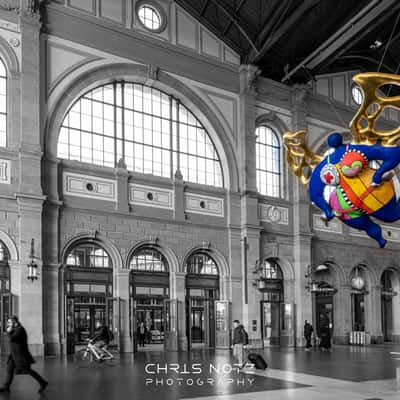 Guardian angel sculpture Zurich Station, Switzerland