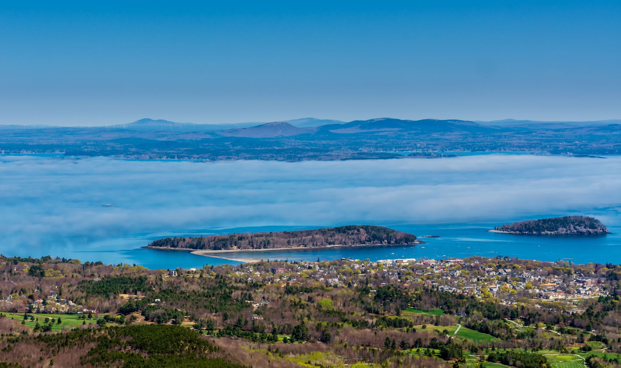 Bar Harbor and Frenchman Bay from Cadillac Mtn, USA