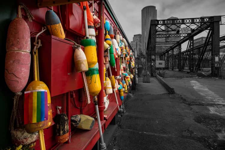 Bouys at Old Northern Ave Bridge Boston