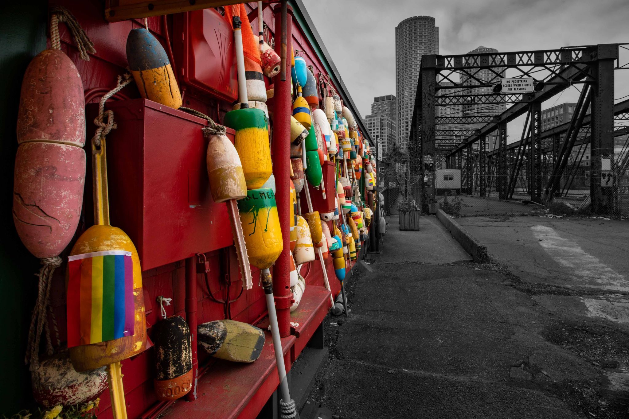 Bouys at Old Northern Ave Bridge Boston, USA