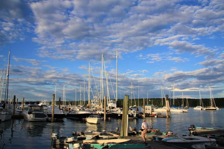 im Hafen von Freeport, Maine