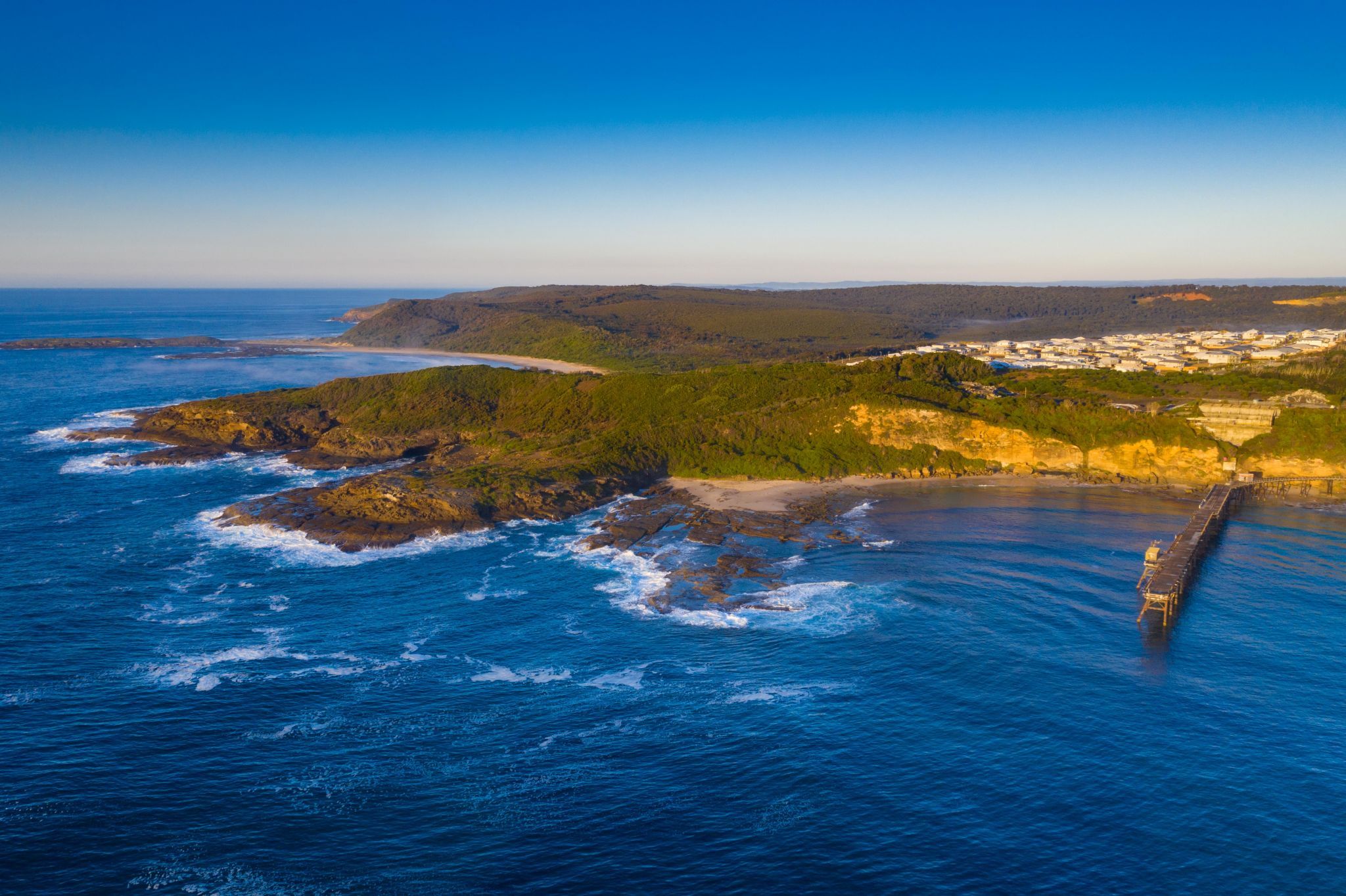 Catherine Hill Bay jetty & Town looking south, Australia