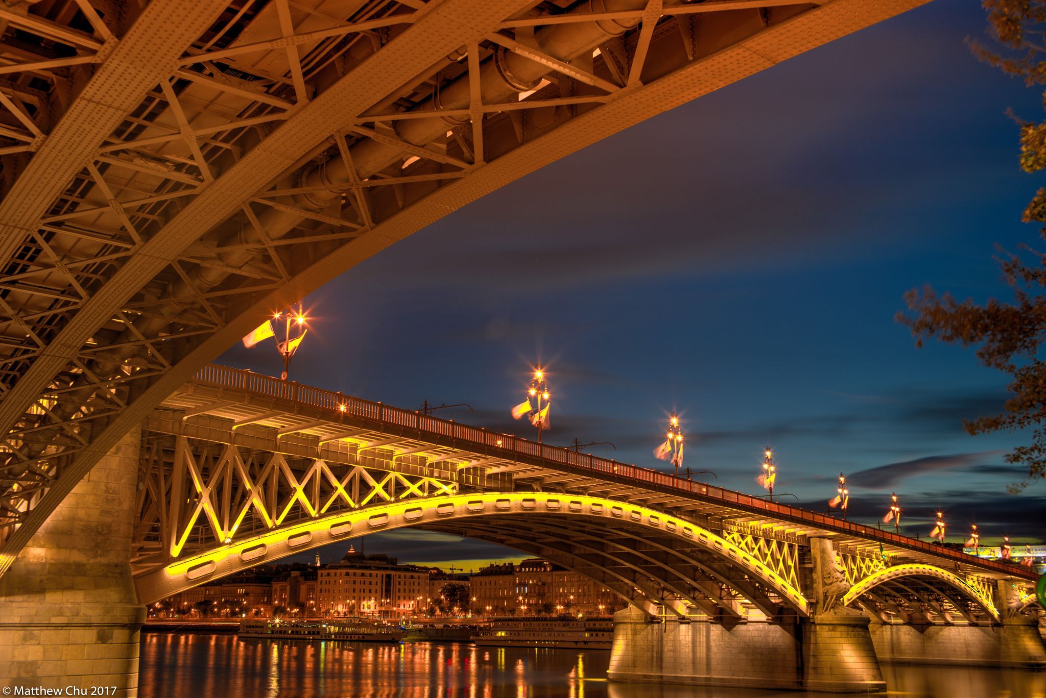 Margitsziget under the Margit Hid, Budapest, Hungary
