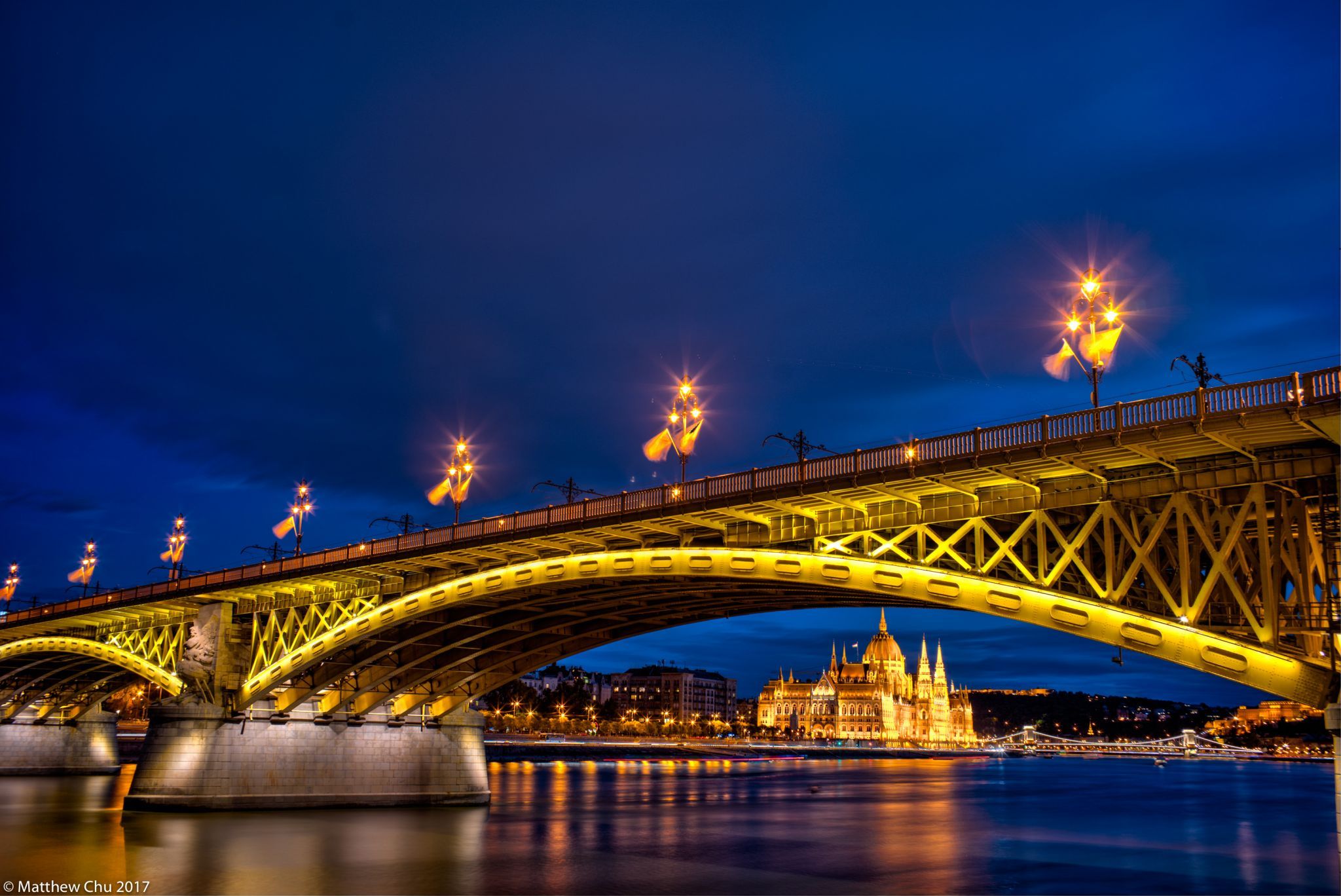 Margitsziget under the Margit Hid, Budapest, Hungary
