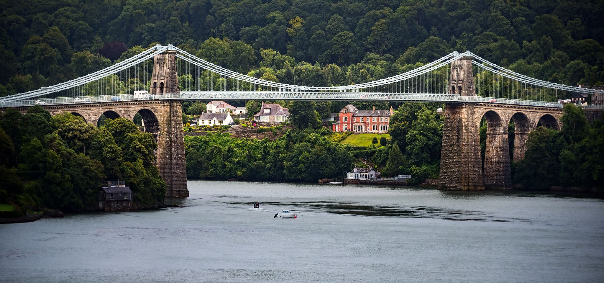 Menai Bridge blue hour, Bangor, Wales, United Kingdom