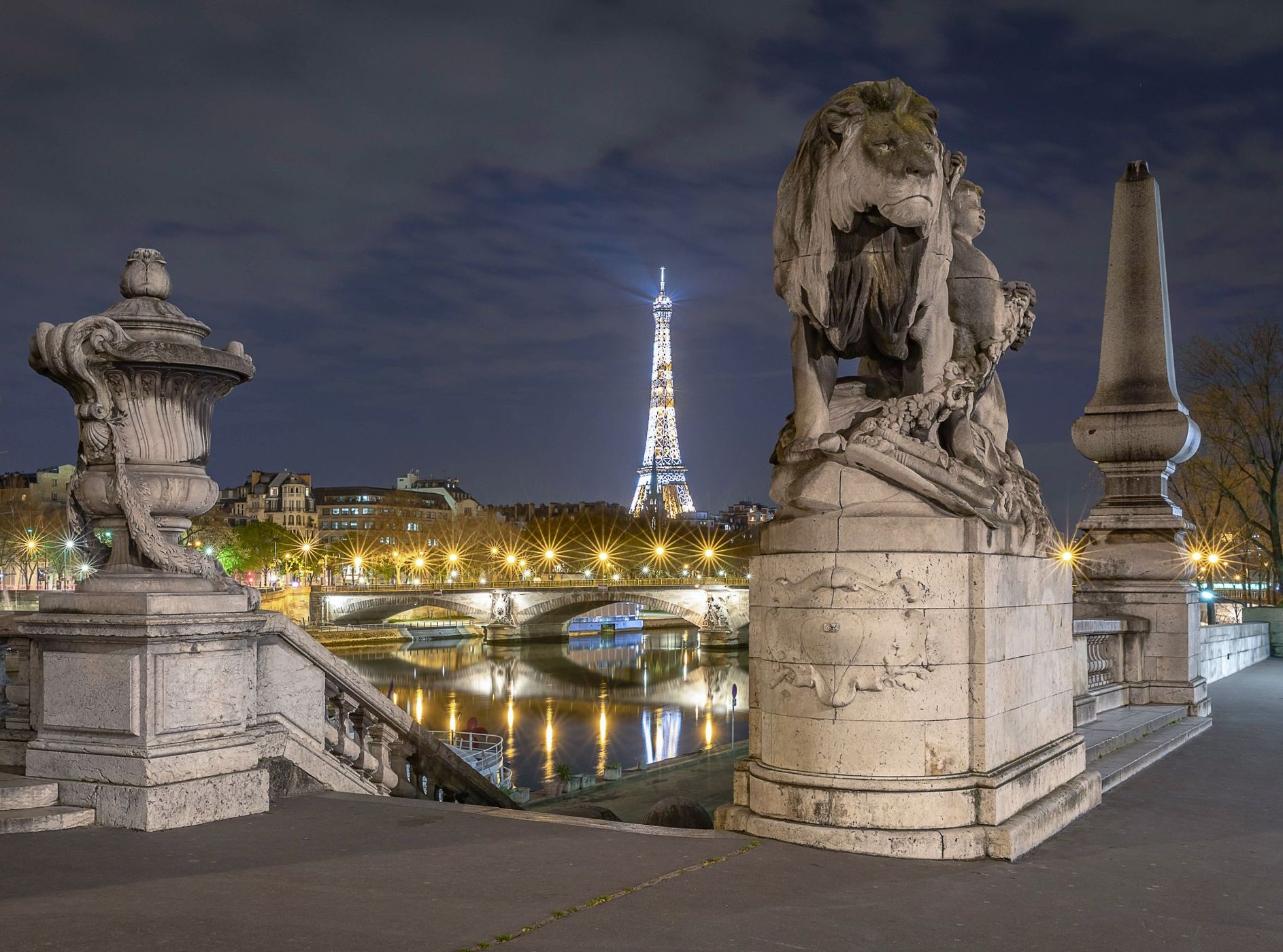 Pont Alexandre III, the Eiffel Tower and Les Invalides, France