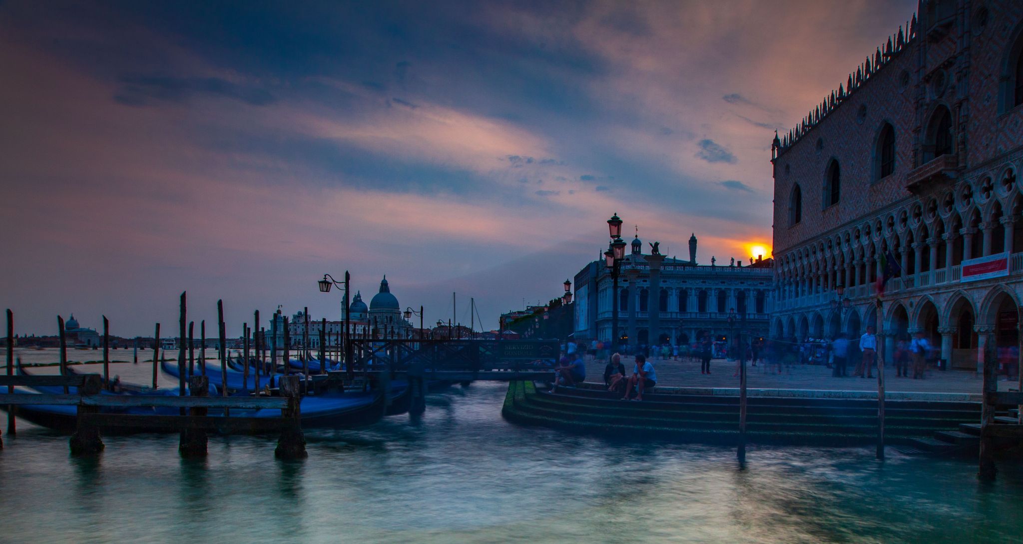 Moving Gondolas at Grand Canal, Venice, Italy