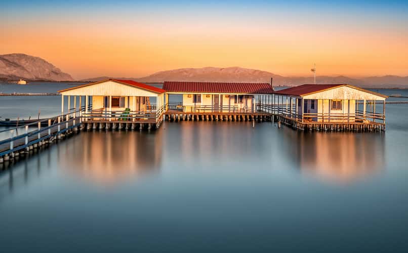 Stilt fishing houses in Messolonghi