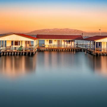 Stilt fishing houses in Messolonghi, Greece