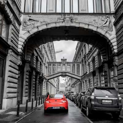 Street with Sky-links, Prague, Czech Republic