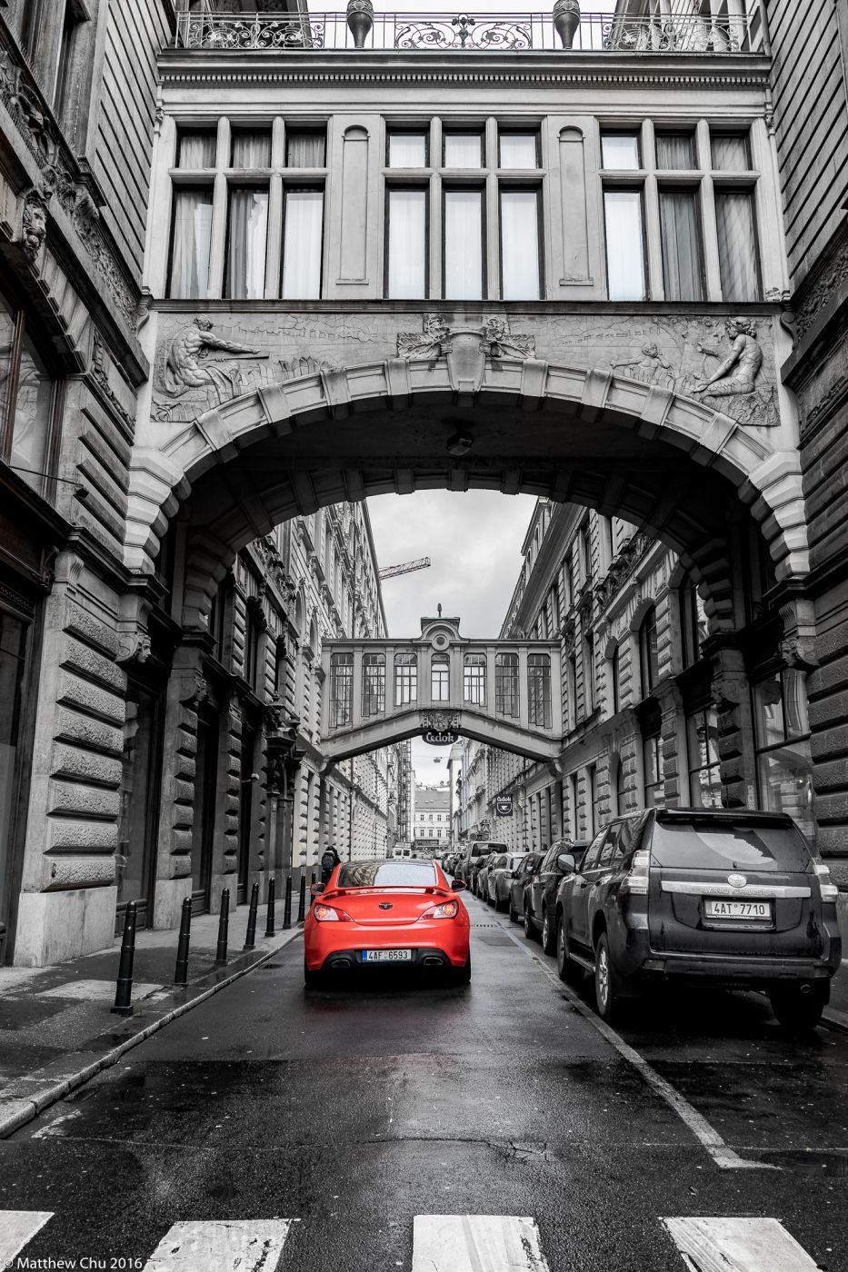 Street with Sky-links, Prague, Czech Republic