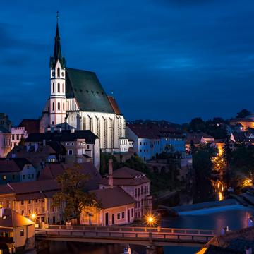 View of Church of St. Vitus, Cesky Krumlov, Czech Republic