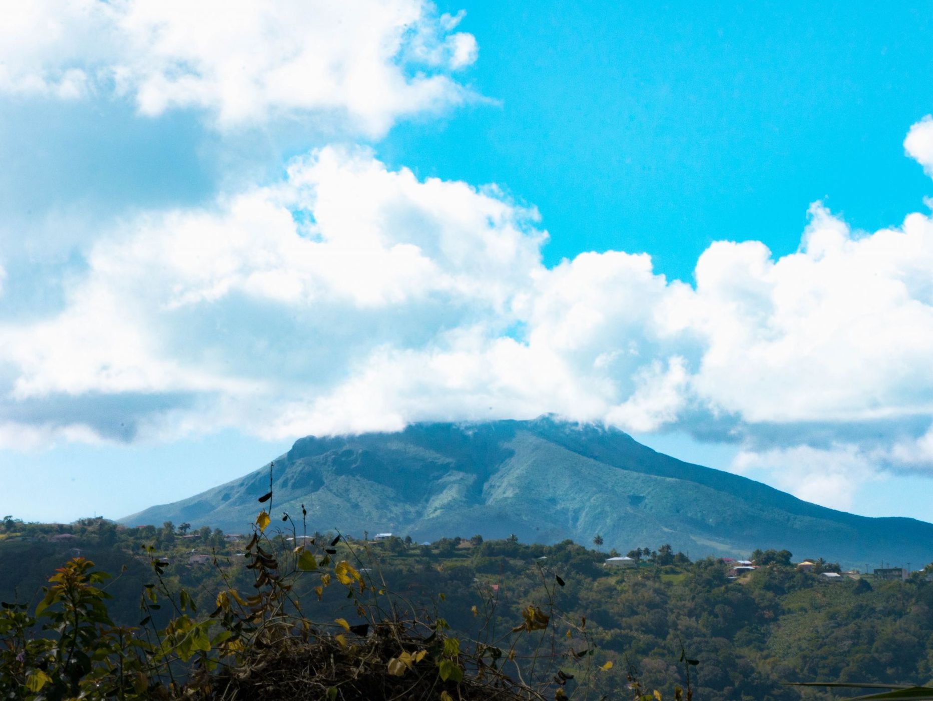 View of the Montagne Pelée from Marigot, Martinique