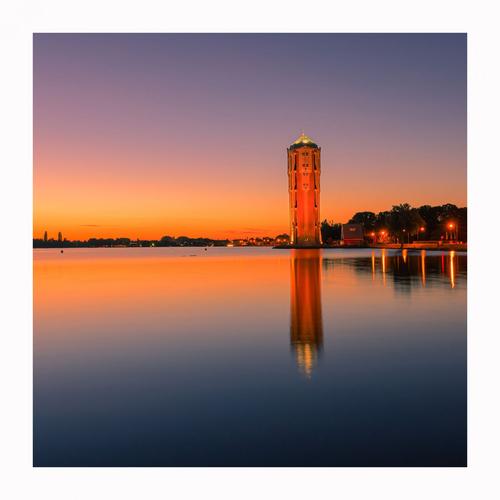 Alsmeer Watertower after sunset