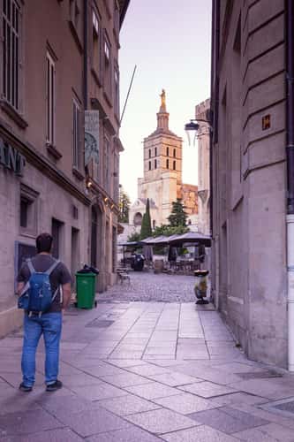 Avignon's old center by night