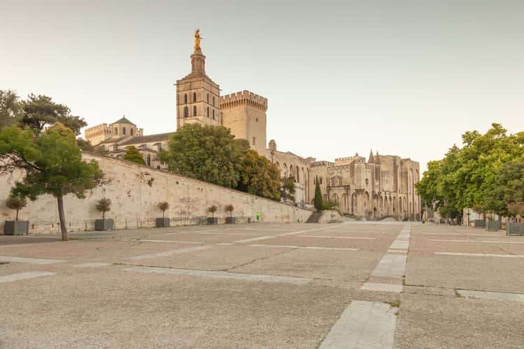 Avignon's old center by night