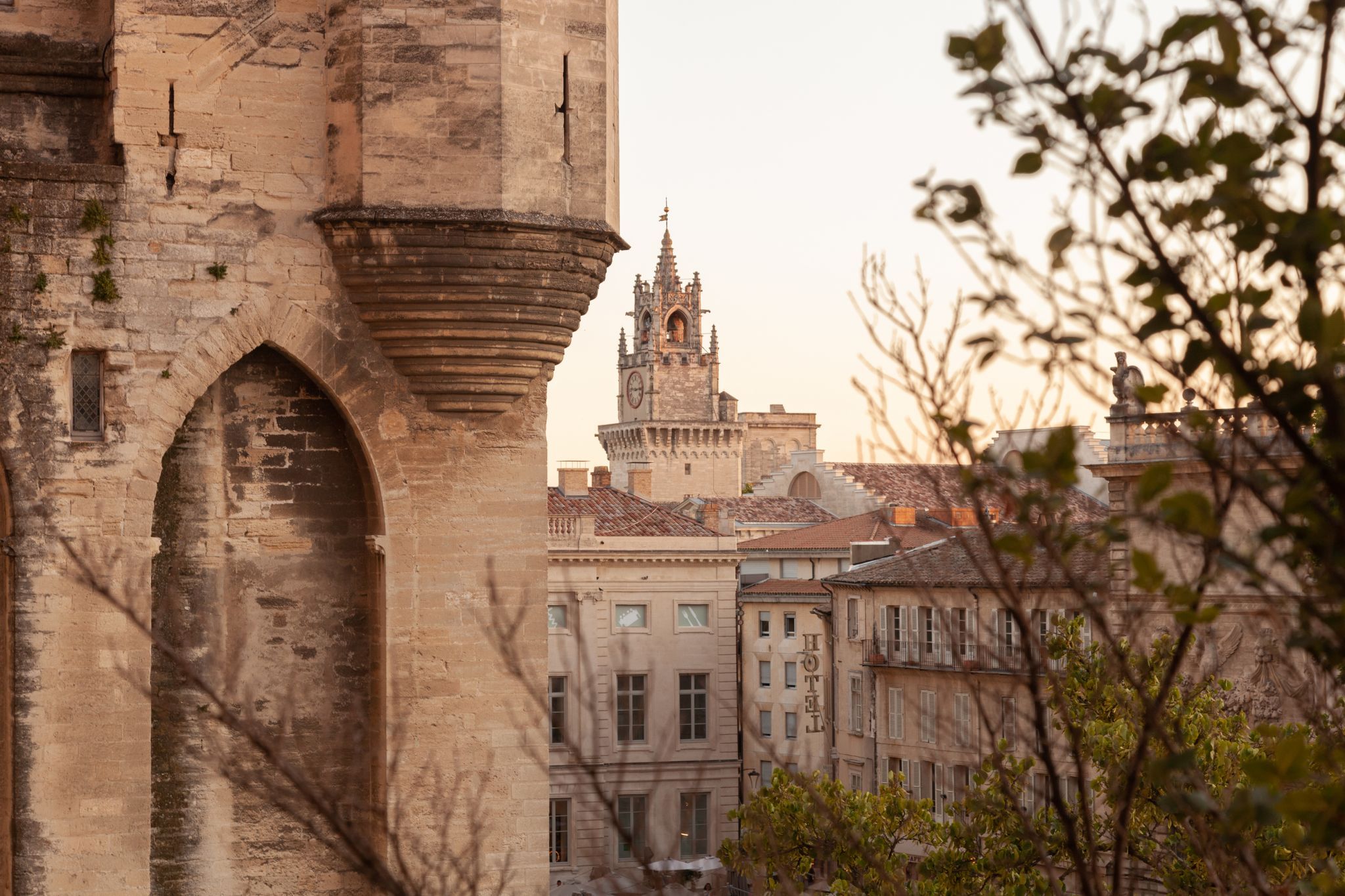 Avignon's old center by night, France