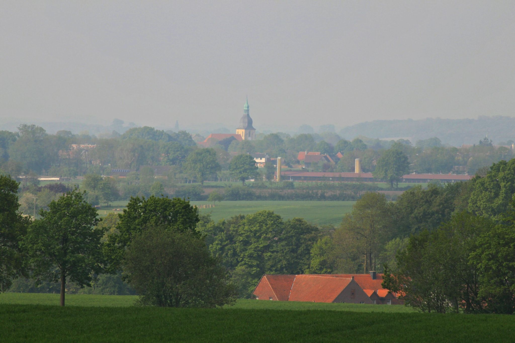 Blick von den Baumbergen auf Nottuln, Germany