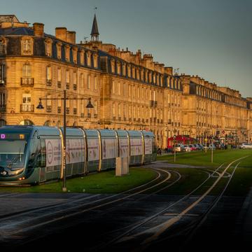 Bordeaux tram sunrise shot, France