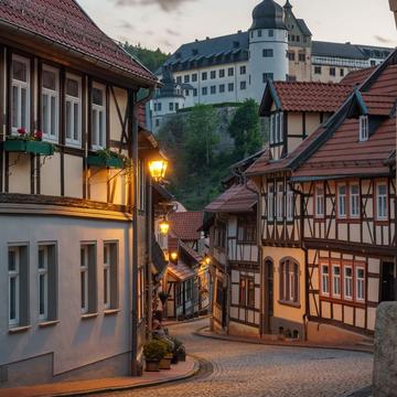 Castle and Half Timbered Houses in Stolberg, Germany