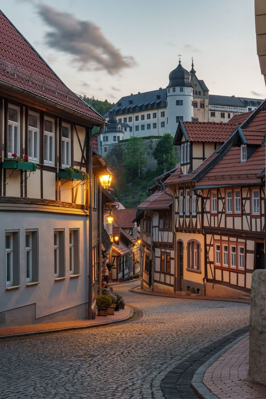 Castle and Half Timbered Houses in Stolberg, Germany