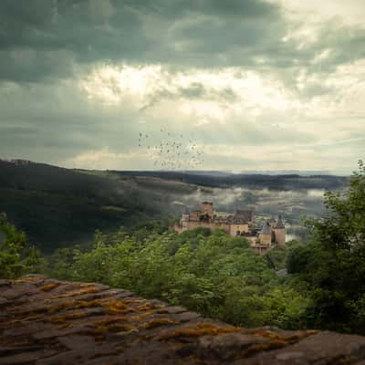 Chateau de Bourscheid view from Camping Panorama, Luxembourg