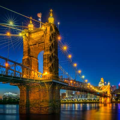 John A. Roebling Suspension Bridge, east view, USA
