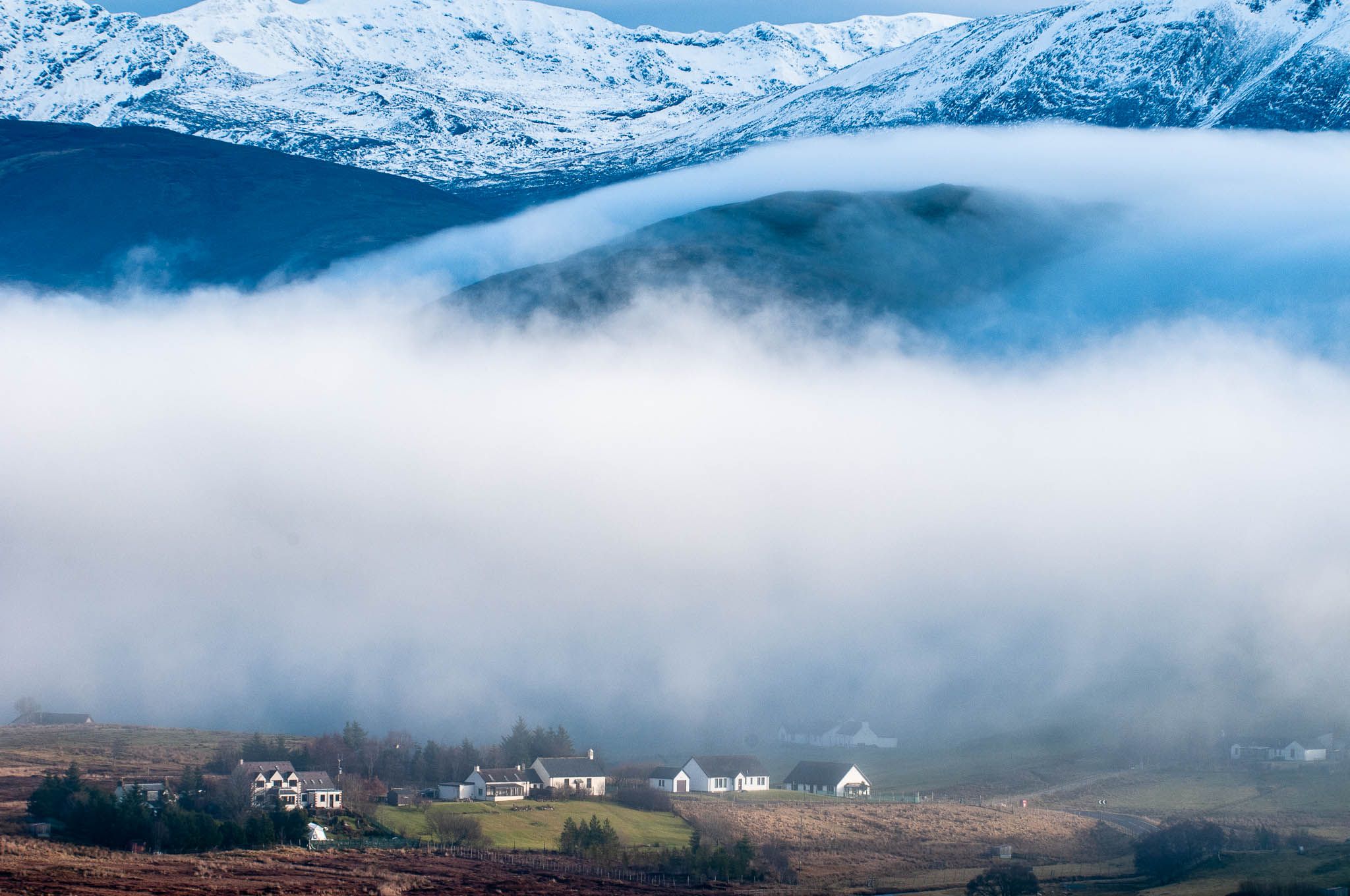 Elphin in the mist, United Kingdom