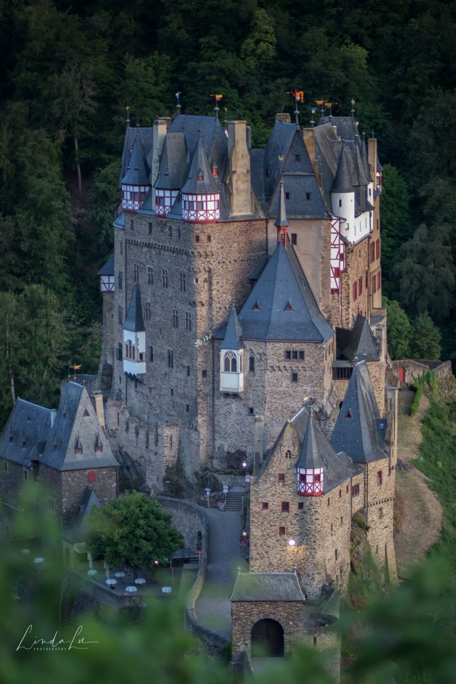 Upper view of Eltz Castle, Germany