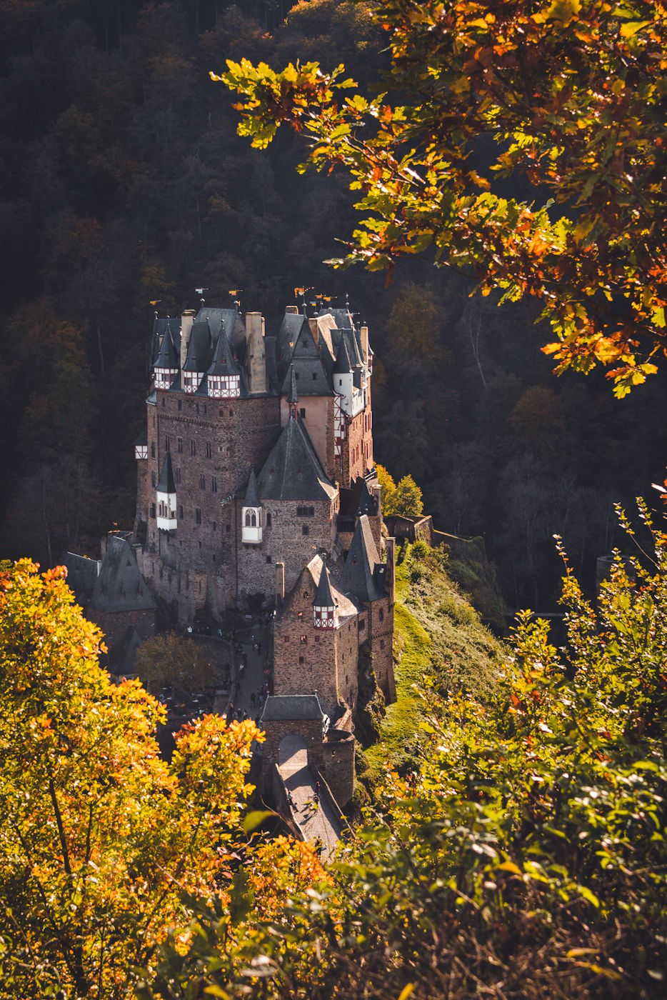 Upper view of Eltz Castle, Germany