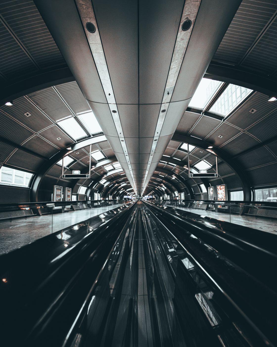 Moving walkway at Railway Station, Frankfurt am Main Airport, Germany