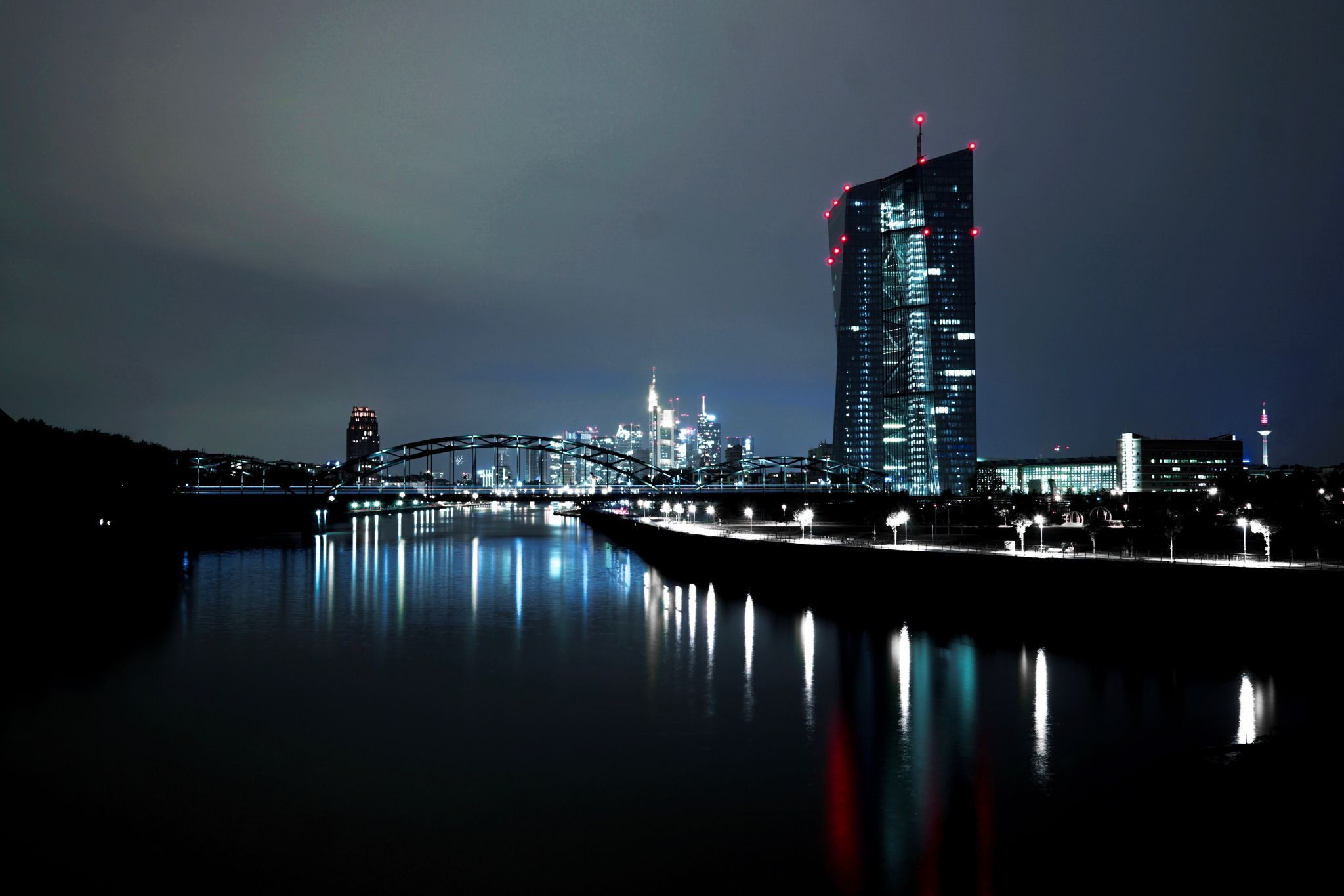Frankfurt Skyline from Osthafenbridge, Germany