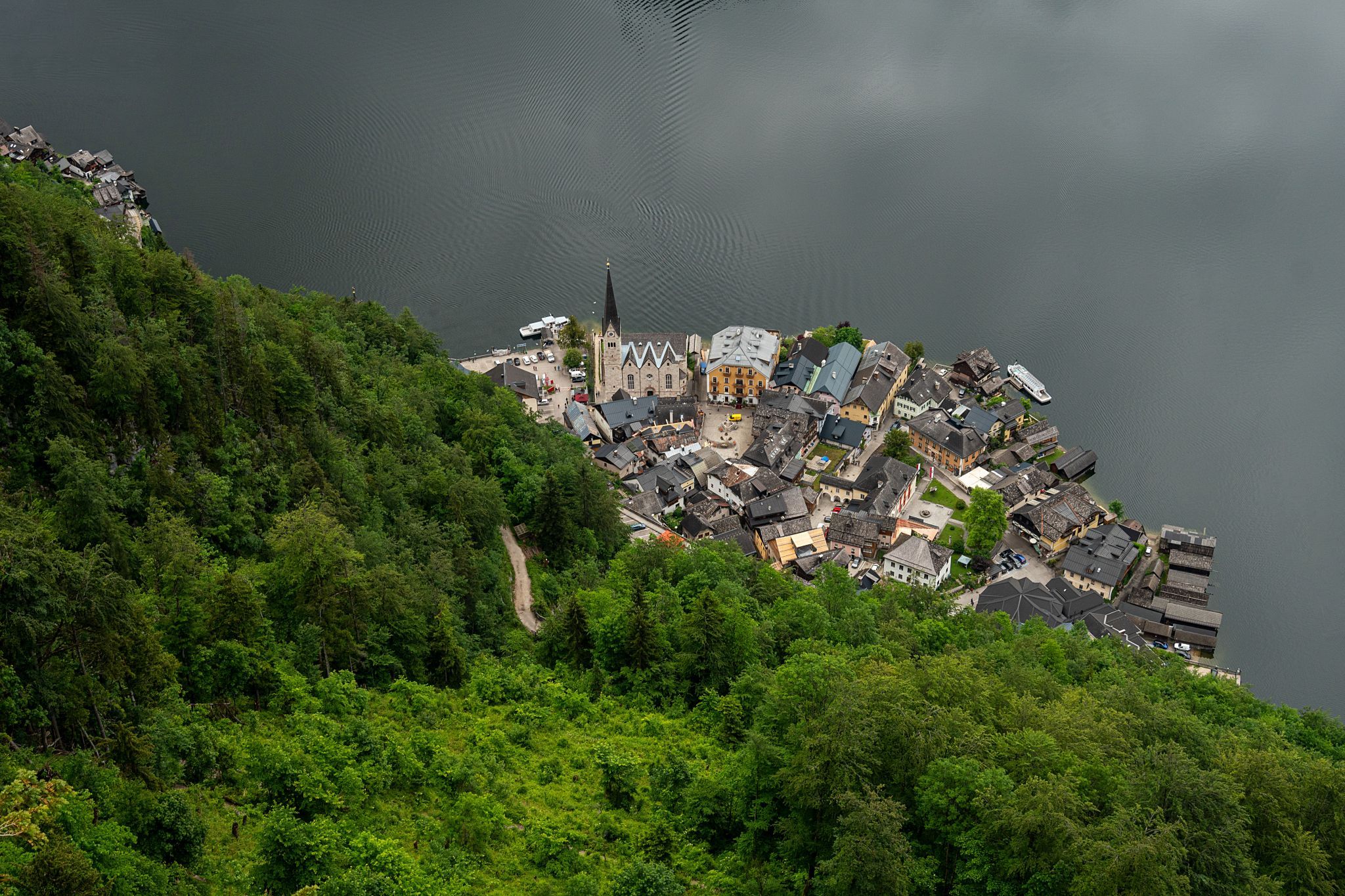 Hallstatt Village View from skywalk view point, Austria